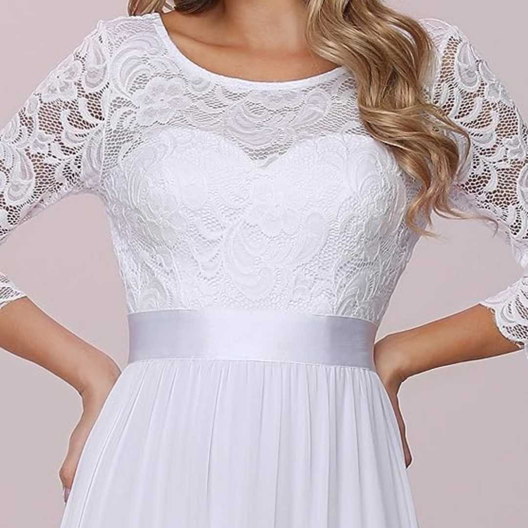 Ever-Pretty Women Elegant 3/4 Sleeve Empire Waist Maxi Wedding Dresses