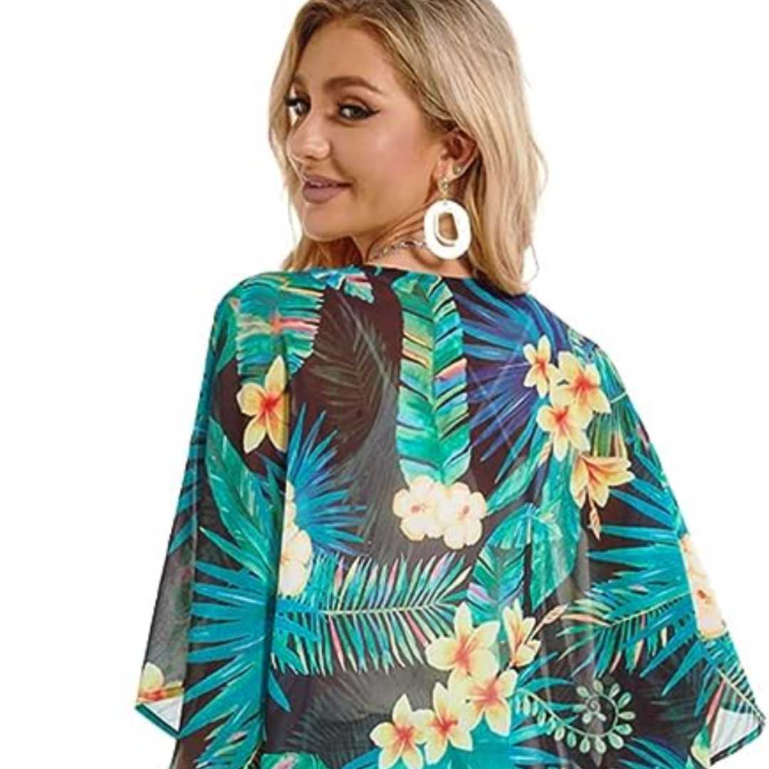 Women's Floral Kimono Cardigans Chiffon Casual Loose Open Front