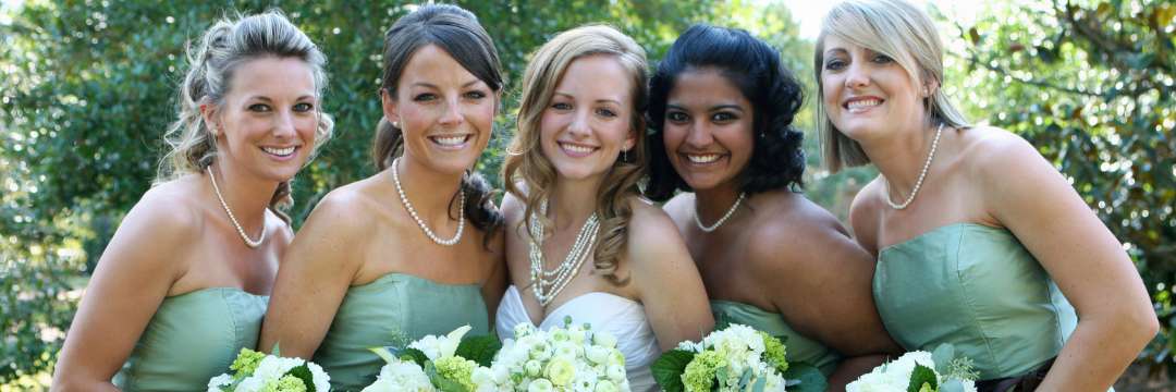 Bridal party in green
