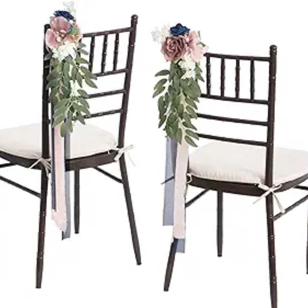 Wedding Chair Decorations (8 Pcs) - Pink & Navy