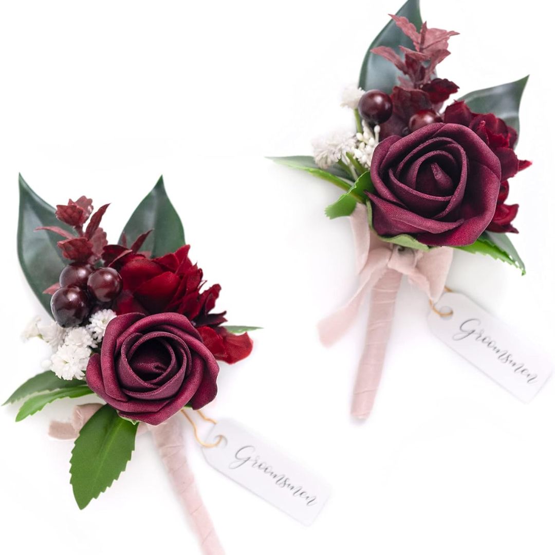  Set of 2 Boutonniere for Men for Wedding Groom Groomsmen Boutonniere for Wedding Ceremony