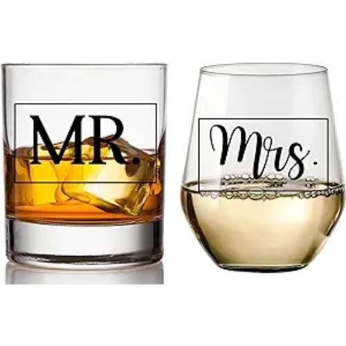 Wine whiskey set for mr and mrs.